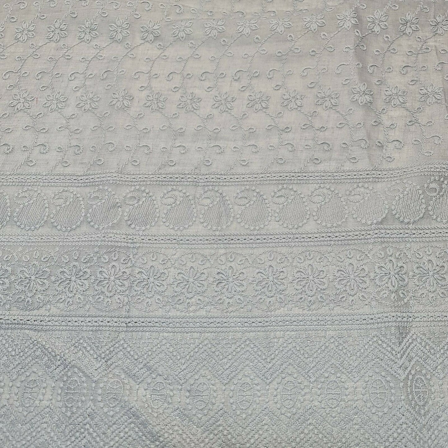 Silver 100% Cotton Lawn Broderie Anglaise Embroidery Dress Craft Fabric 44"