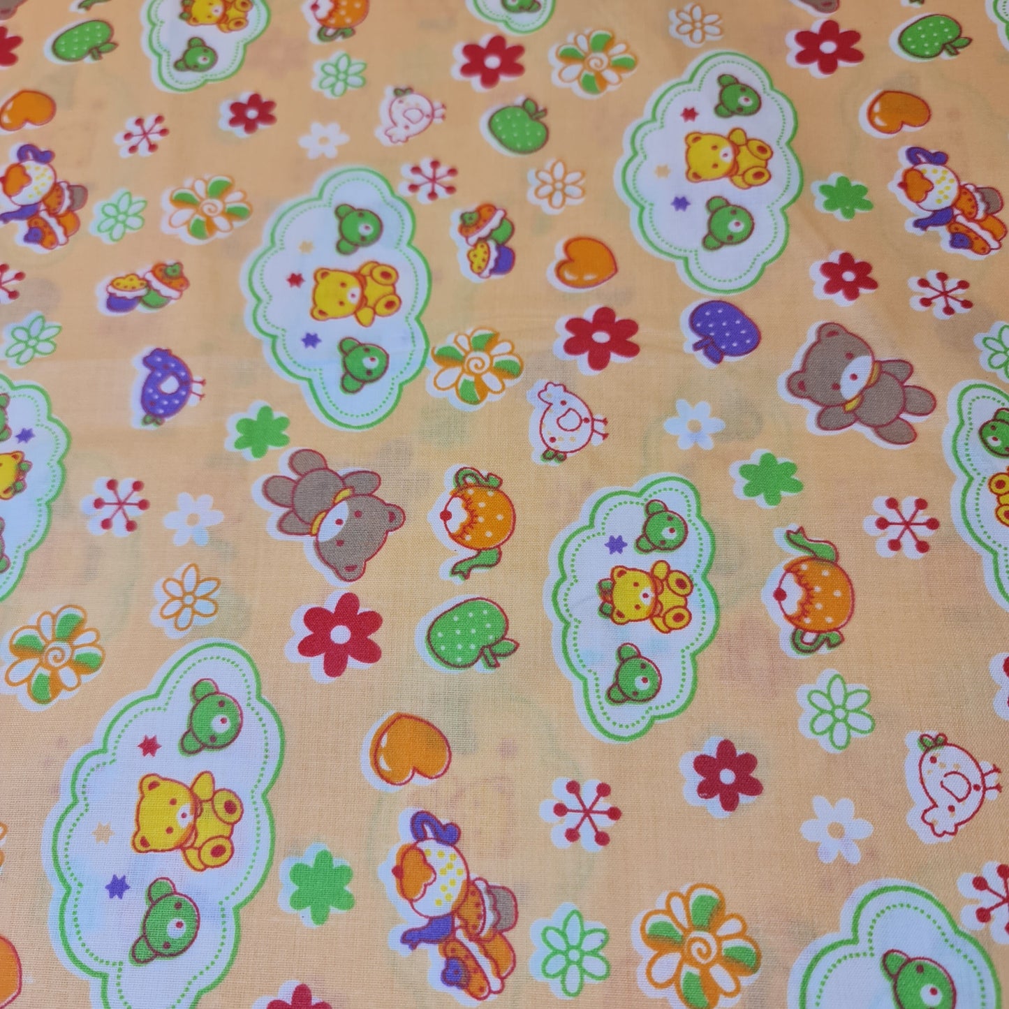 Sommerkleid mit Teddy-Print für Kinder, 100 % Baumwoll-Popeline, Blumenmuster (111,8 cm)