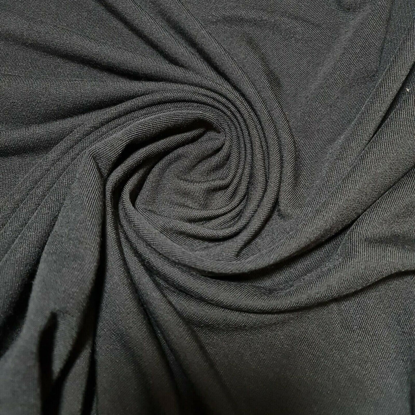 Solid Plain French Terry Loopback Cotton Jersey Fabric By The Meter 58"  (Black)