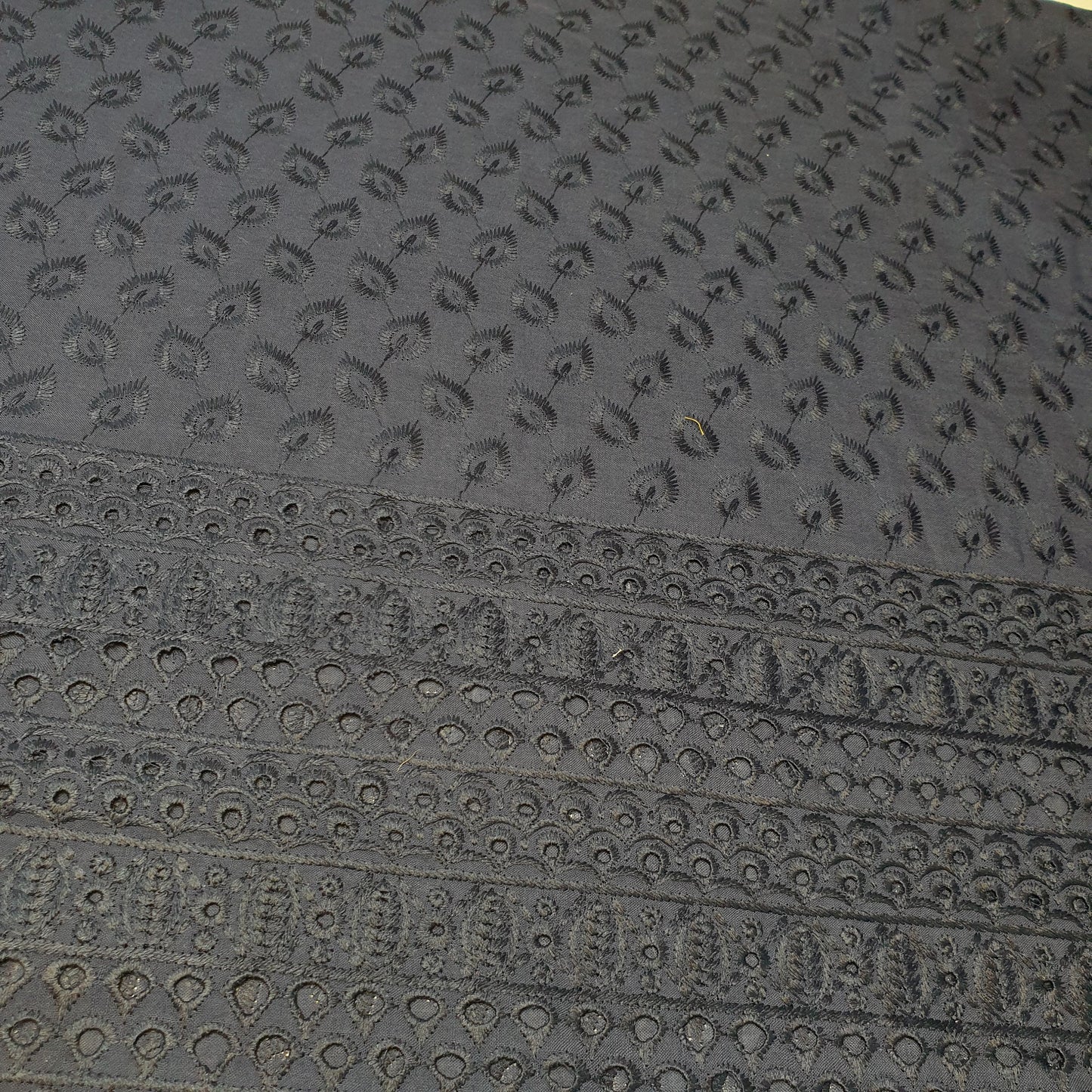 NEW SPRING 100% Cotton Lawn Broderie Anglaise Embroidery Dress Craft Fabric 44"(Navy Blue)