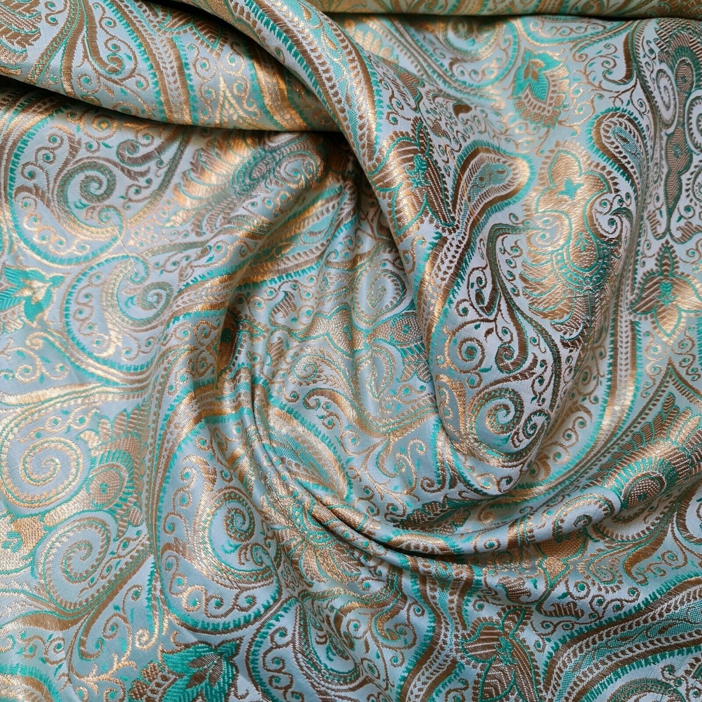 mint green brocade fabric in the uk