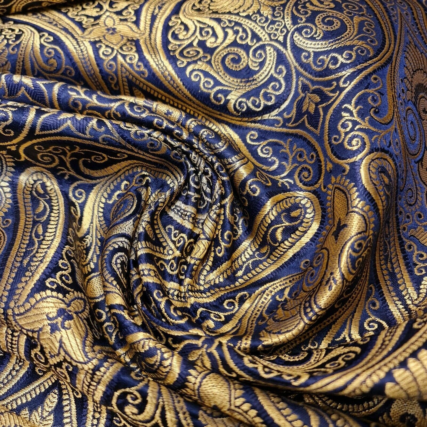 navy blue brocade fabric in the uk