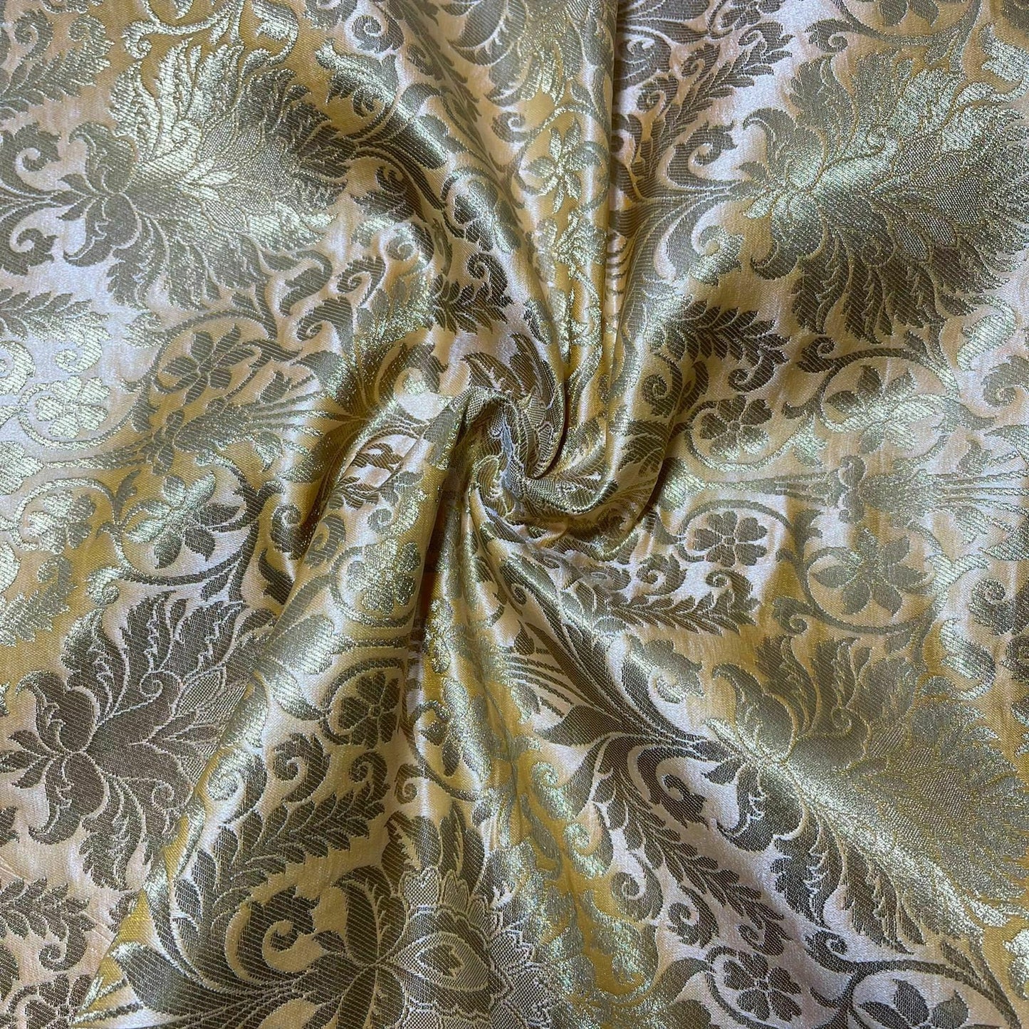 new peach brocade fabric for dressmaking and crafting