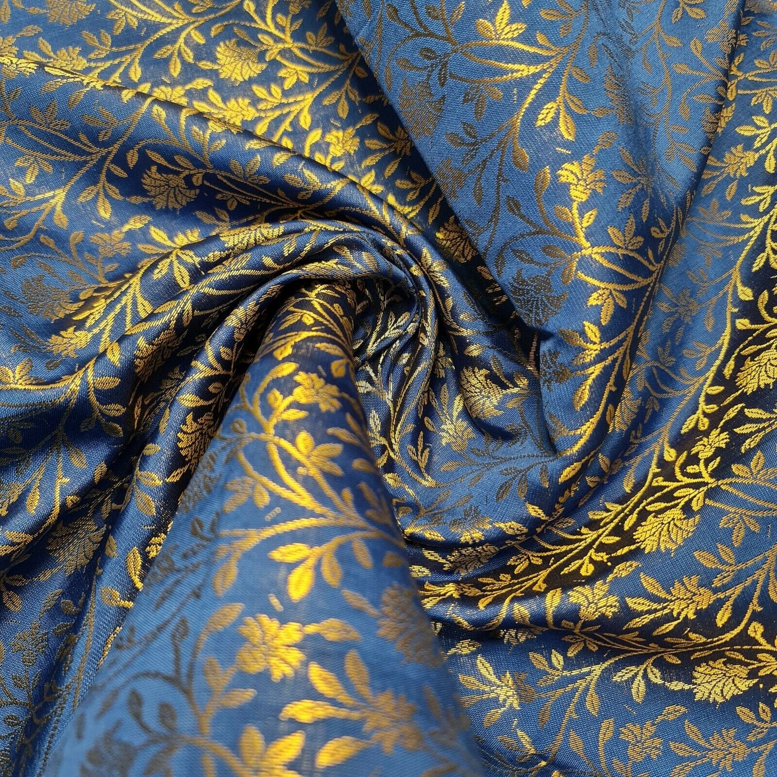 royal blue brocade fabric in the uk