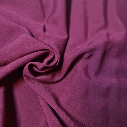 PLUM PLAIN VISCOSE CHALLIS FABRIC SOFT NON STRETCH DRESS CRAFT MATERIAL 58" BY METER