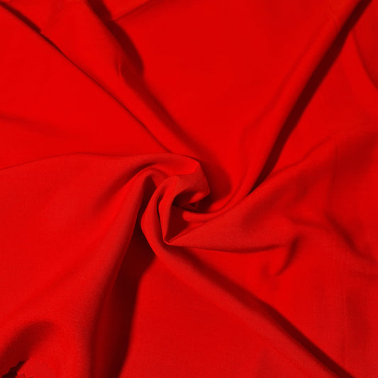 TOMATO RED PLAIN VISCOSE CHALLIS FABRIC SOFT NON STRETCH DRESS CRAFT MATERIAL 58" BY METER