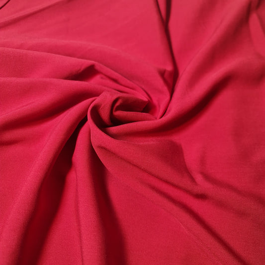 RED PLAIN VISCOSE CHALLIS FABRIC SOFT NON STRETCH DRESS CRAFT MATERIAL 58" BY METER
