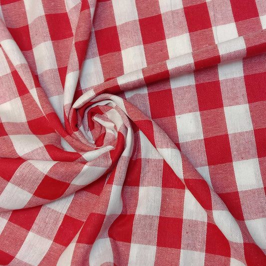 Premium 100 % Baumwolle Gingham 2" Khadi weicher Leinen Handwebstoff 42" Meterware