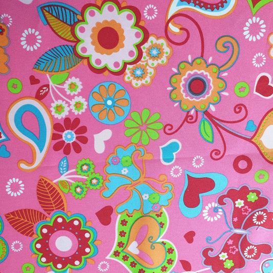 Pink Multicolour Paisley Floral Polyester Material Quilting Dress Decor Costume Fabric 58" By The Meter