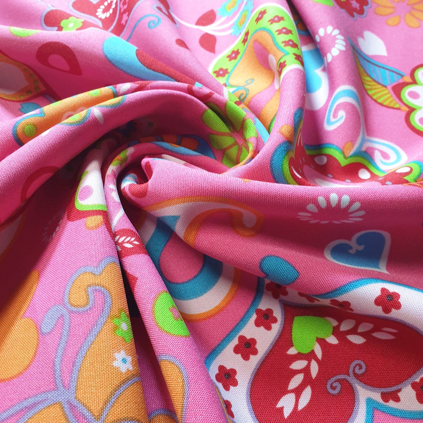 Pink Multicolour Paisley Floral Polyester Material Quilting Dress Decor Costume Fabric 58" By The Meter