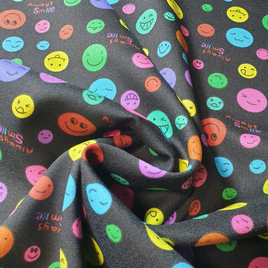 Smiley Faces Icon Print Polyester Material Quilting Dress Decor Costume Fabric 58" By The Meter
