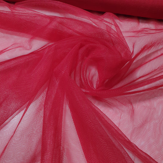 Red Premium Soft Plain Sheer Tulle Net Fabric Tutu Fairy Veil Bridal 58" By The Meter