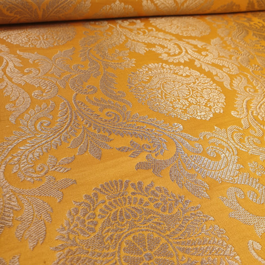 Ornamentaler Paisley Gold Metallic Druck Indischer Banarasi Brokat Stoff Meterware
