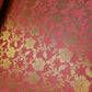 Coral Banarasi Brocade Fabric with Gold Zari Floral Design | Premium Indian Jacquard Material By Meter 44"