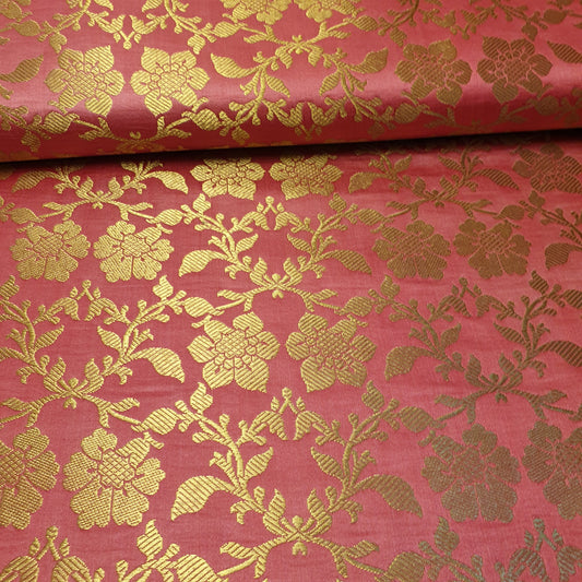 Ornamentaler Paisley Gold Metallic Druck Indischer Banarasi Brokat Stoff Meterware