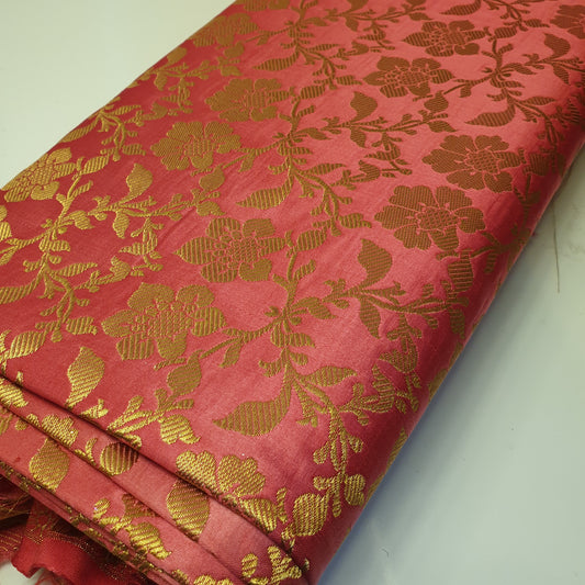 Ornamentaler Paisley Gold Metallic Druck Indischer Banarasi Brokat Stoff Meterware