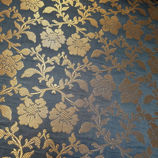 Ornamentaler Paisley Gold Metallic Druck Indischer Banarasi Brokat Stoff Meterware