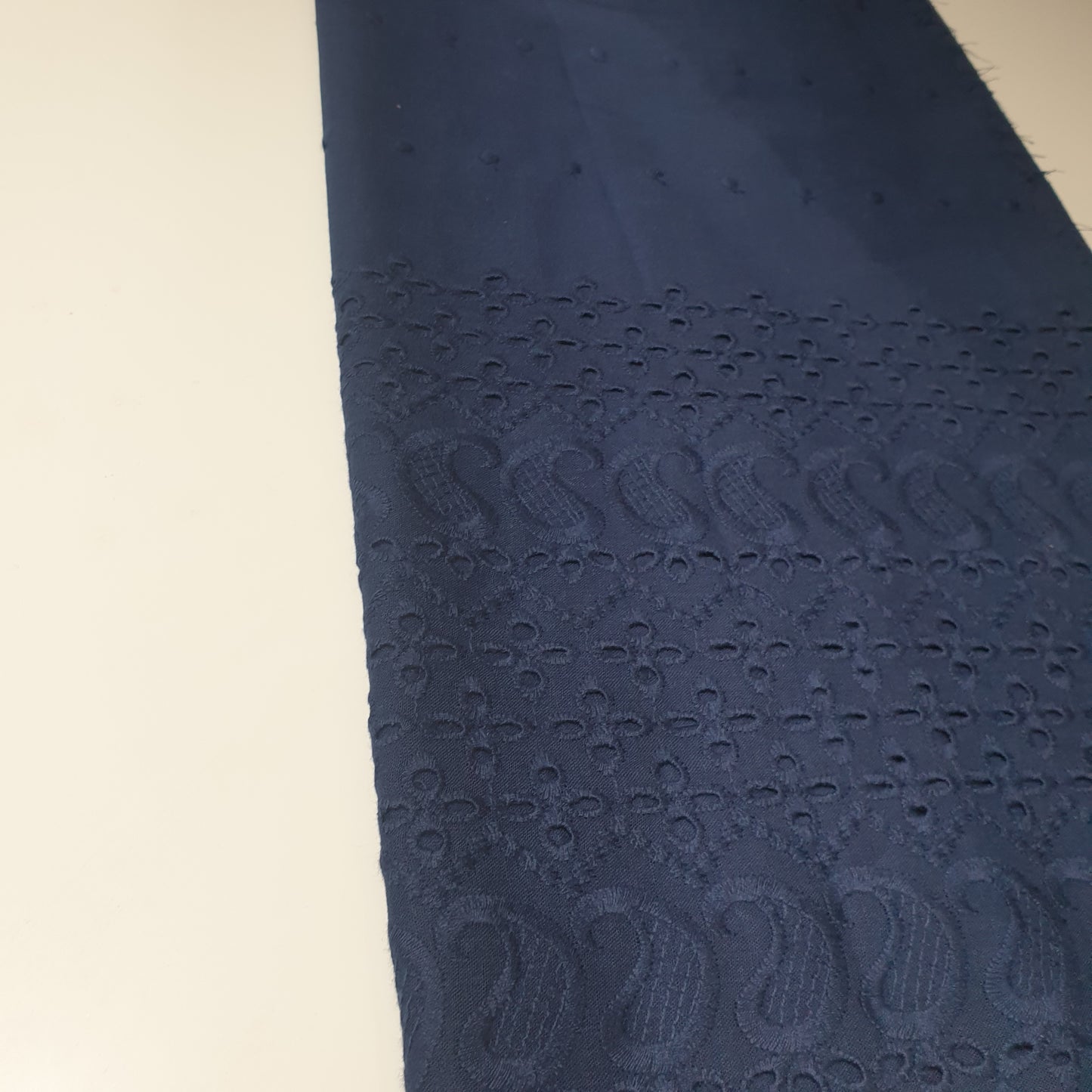 Navy 100% Cotton Voile Floral Embroidery Fabric Broderie Anglaise Dress Craft Material 44" By the Meter