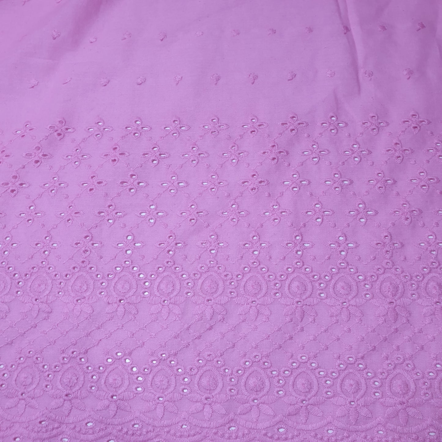 Pink 100% Cotton Voile Floral Embroidery Fabric Broderie Anglaise Dress Craft Material 44" By the Meter