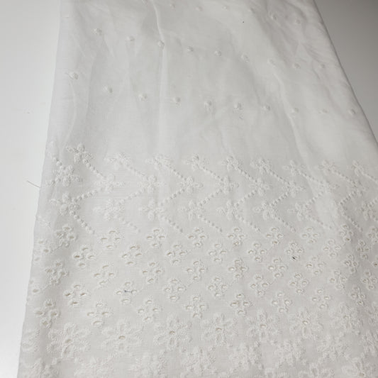 White 100% Cotton Voile Floral Embroidery Fabric Broderie Anglaise Dress Craft Material 44" By the Meter