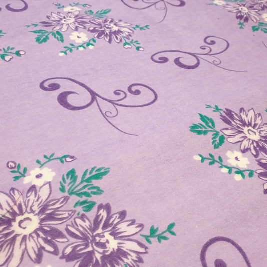 Lilac Floral 100% Cotton Flannel Winceyette Brush Fabric Dress Craft Quilting Material 44" By The Meter