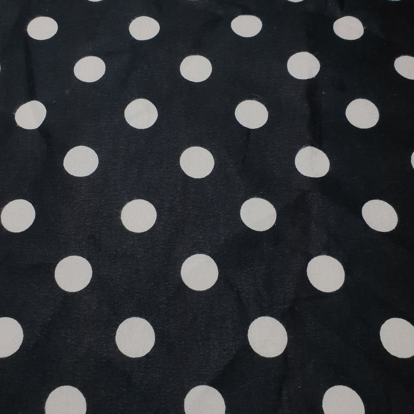 Black Large Polka 100% Cotton Flannel Winceyette Brush Fabric Dress Craft Quilting Material 44" By The Roll (10 Meters)