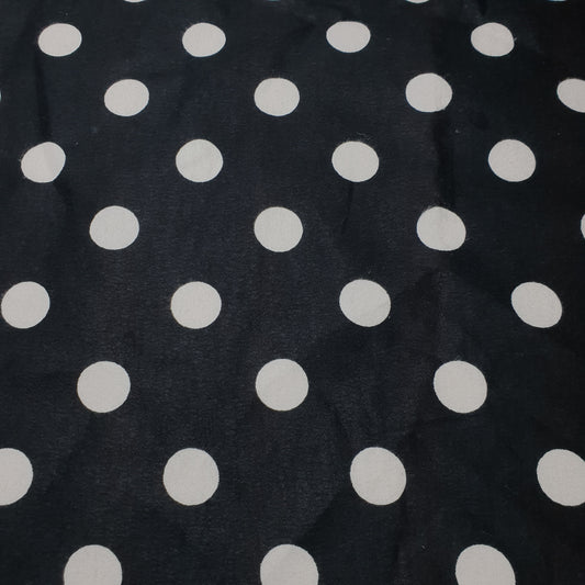 Black Large Polka 100% Cotton Flannel Winceyette Brush Fabric Dress Craft Quilting Material 44" By The Metre