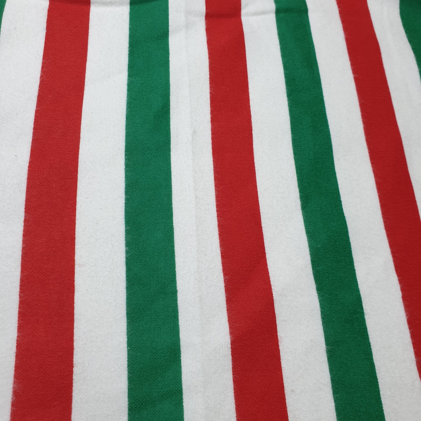 Red Green White Stripes 100% Cotton Flannel Winceyette Brush Fabric Dress Craft Quilting Material 44"