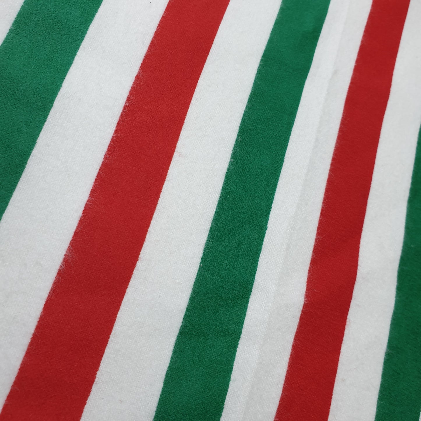 Red Green White Stripes 100% Cotton Flannel Winceyette Brush Fabric Dress Craft Quilting Material 44"