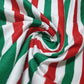 Red Green White Stripes 100% Cotton Flannel Winceyette Brush Fabric Dress Craft Quilting Material 44"