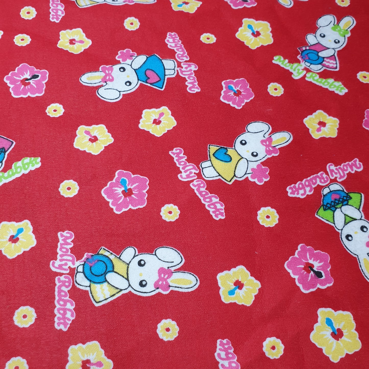 Molly Rabbit 100% Cotton Flannel Winceyette Brush Fabric Dress Craft Quilting Material 44" By The Meter