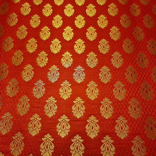 Ornamentaler Paisley Gold Metallic Druck Indischer Banarasi Brokat Stoff Meterware