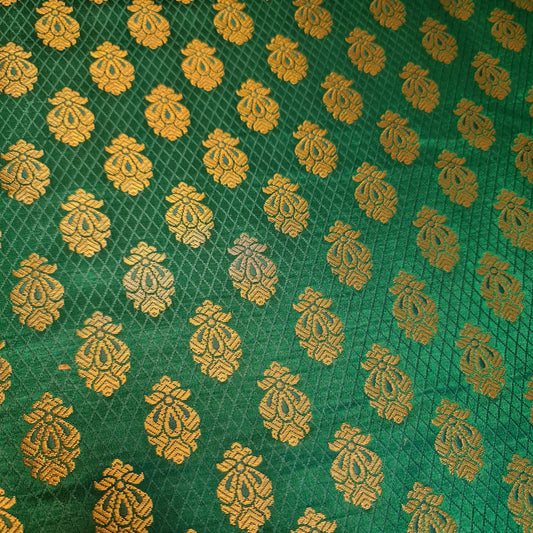 Ornamentaler Paisley Gold Metallic Druck Indischer Banarasi Brokat Stoff Meterware