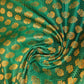 Jade Banarasi Brocade Fabric with Gold Zari Paisley Floral Design | Premium Indian Jacquard Material By Meter 44"