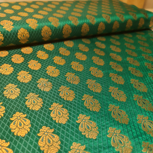 Ornamentaler Paisley Gold Metallic Druck Indischer Banarasi Brokat Stoff Meterware