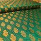 Jade Banarasi Brocade Fabric with Gold Zari Paisley Floral Design | Premium Indian Jacquard Material By Meter 44"