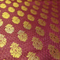 Burgundy Banarasi Brocade Fabric with Gold Zari Paisley Floral Design | Premium Indian Jacquard Material By Meter 44"