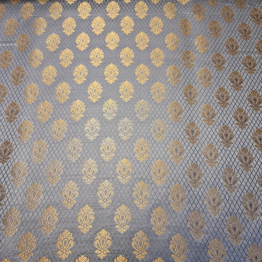 Ornamentaler Paisley Gold Metallic Druck Indischer Banarasi Brokat Stoff Meterware
