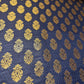 Navy Blue Banarasi Brocade Fabric with Gold Zari Floral Design | Premium Indian Jacquard Material By Meter 44"