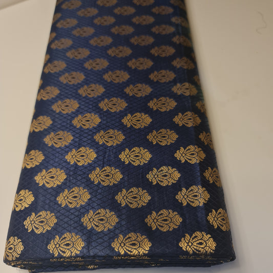 Ornamentaler Paisley Gold Metallic Druck Indischer Banarasi Brokat Stoff Meterware