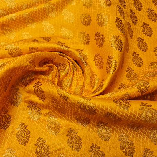 Ornamentaler Paisley Gold Metallic Druck Indischer Banarasi Brokat Stoff Meterware