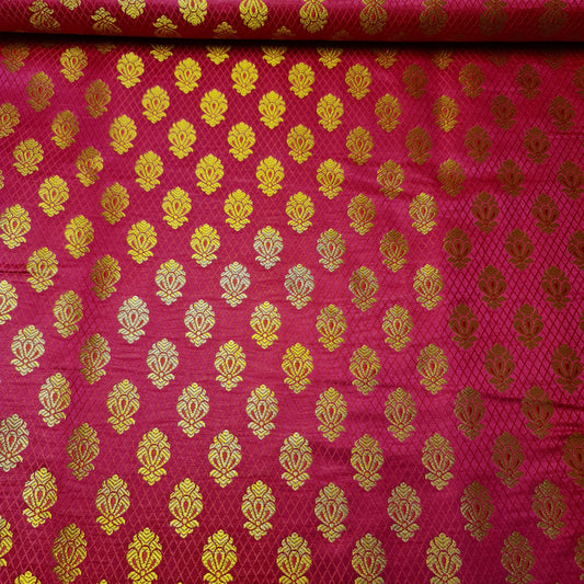 Ornamentaler Paisley Gold Metallic Druck Indischer Banarasi Brokat Stoff Meterware