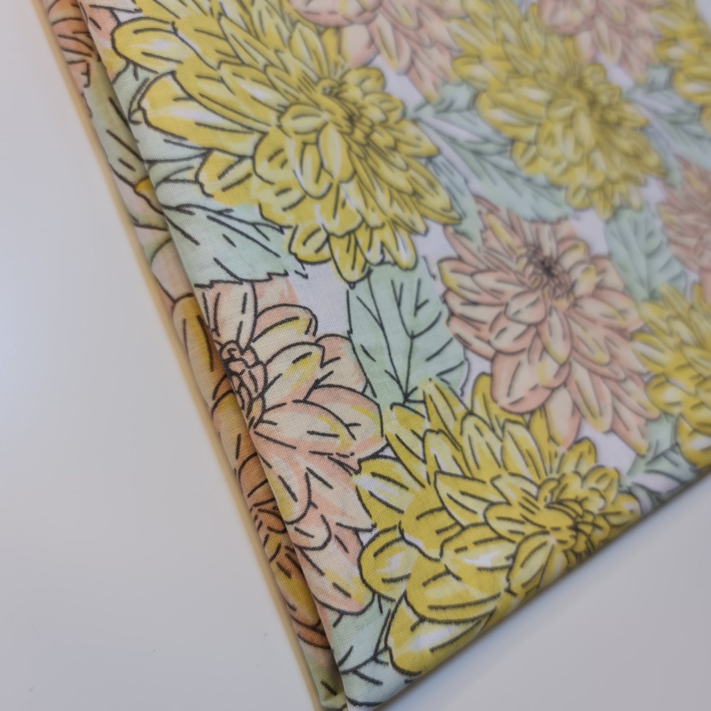 Polycotton Print Fabric 44" Wide – Pastel Chrysanthemum Floral | Sold by the Metre