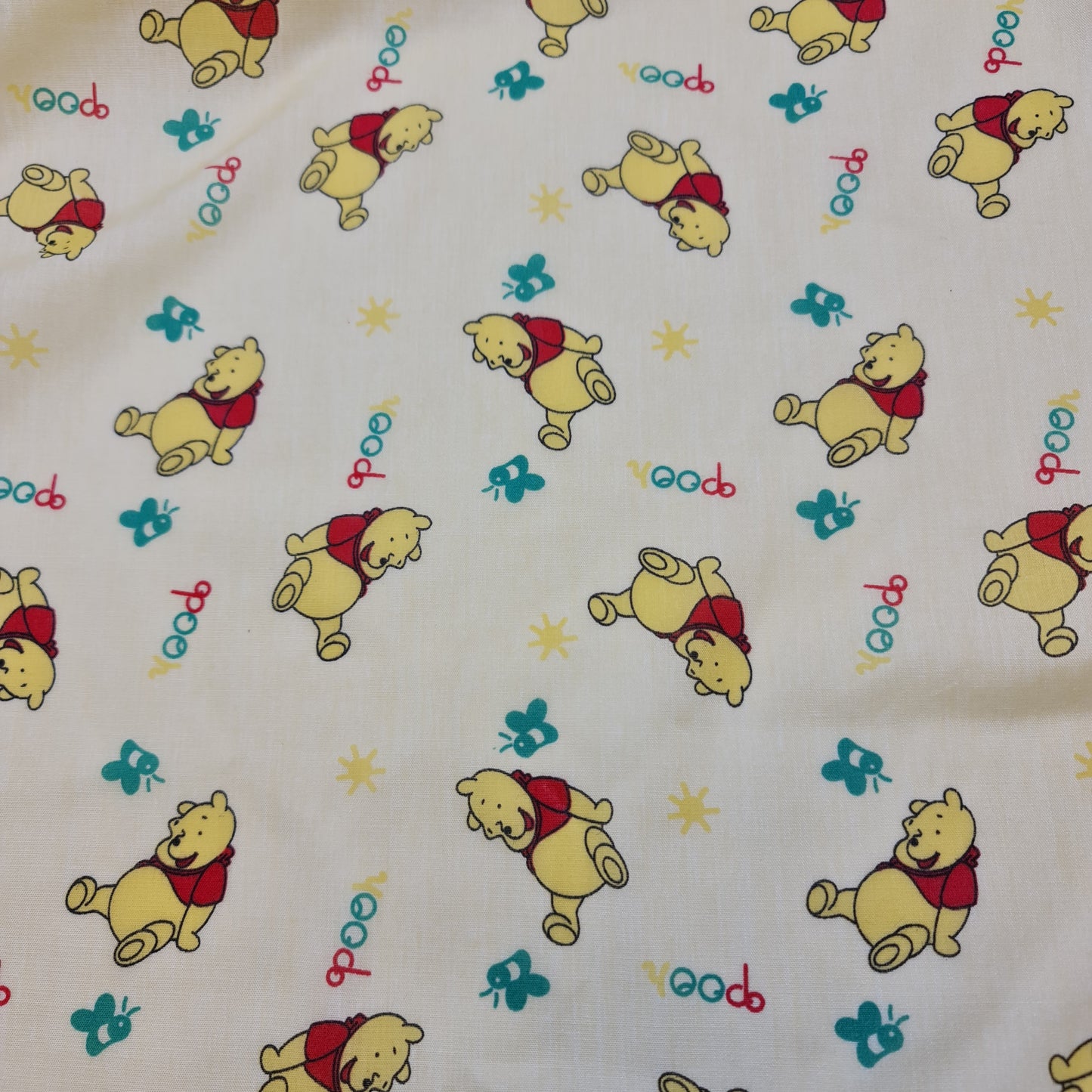 CREAM WINNIE THE POOH BEAR POLY COTTON FABRIC CRAFT DRESS QUILTING MATERIAL 44" BY METER