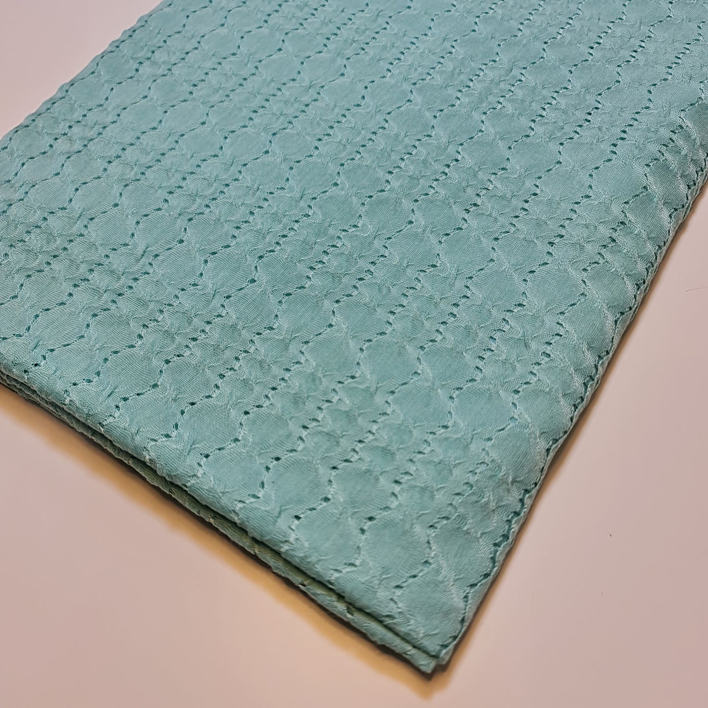 Mint Broderie Viscose Jersey Material Dress Craft Costume Fabric 58" By The Meter