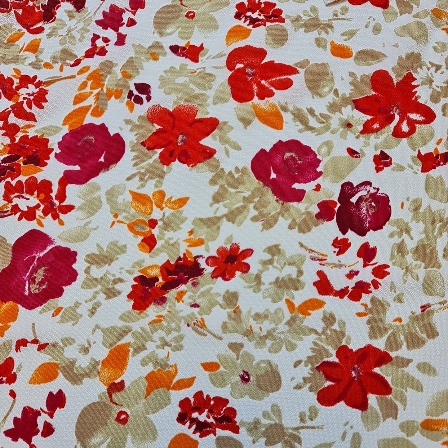 Ivory Crepe Floral Bloom Fabric Costume Craft  Dress Material 58" By The Meter