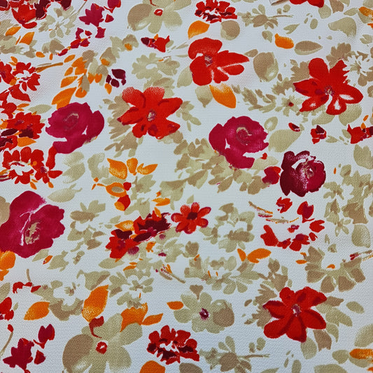 Ivory Crepe Floral Bloom Fabric Costume Craft  Dress Material 58" By The Meter