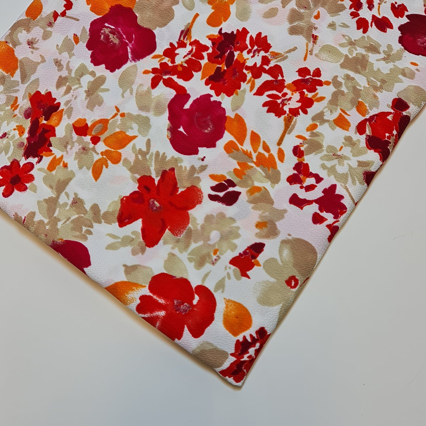 Ivory Crepe Floral Bloom Fabric Costume Craft  Dress Material 58" By The Meter
