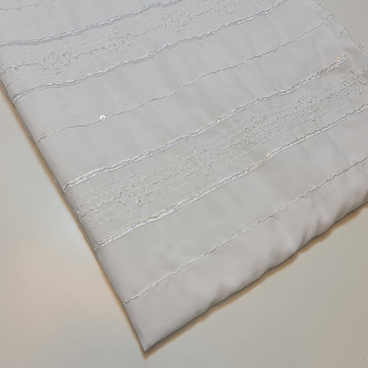 White Polycotton Embroidery Fabric Dress Craft Costume Material 58" By The Meter