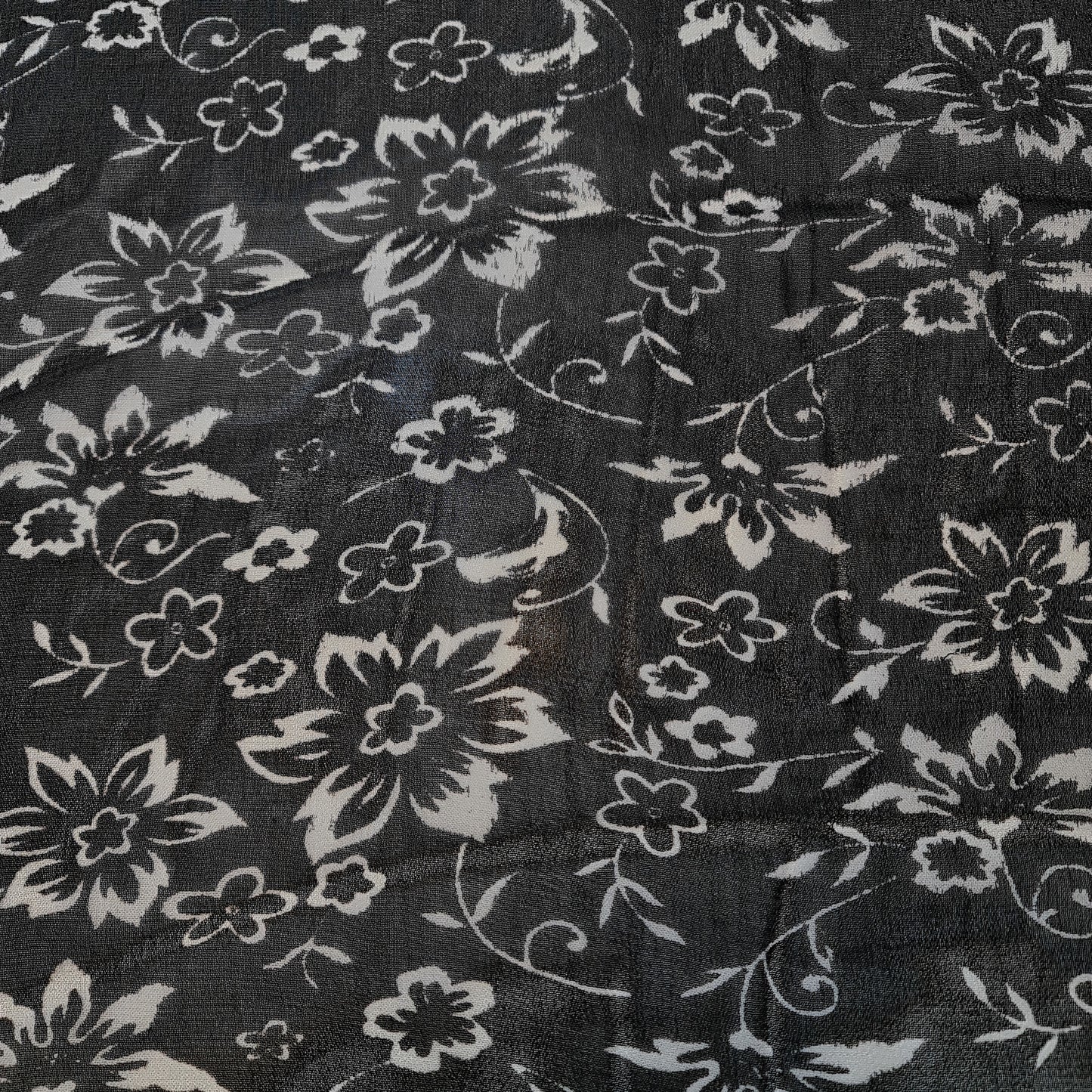 Black Floral Chiffon Sheer Material Dress Craft Decor Fabric 44" By The Meter